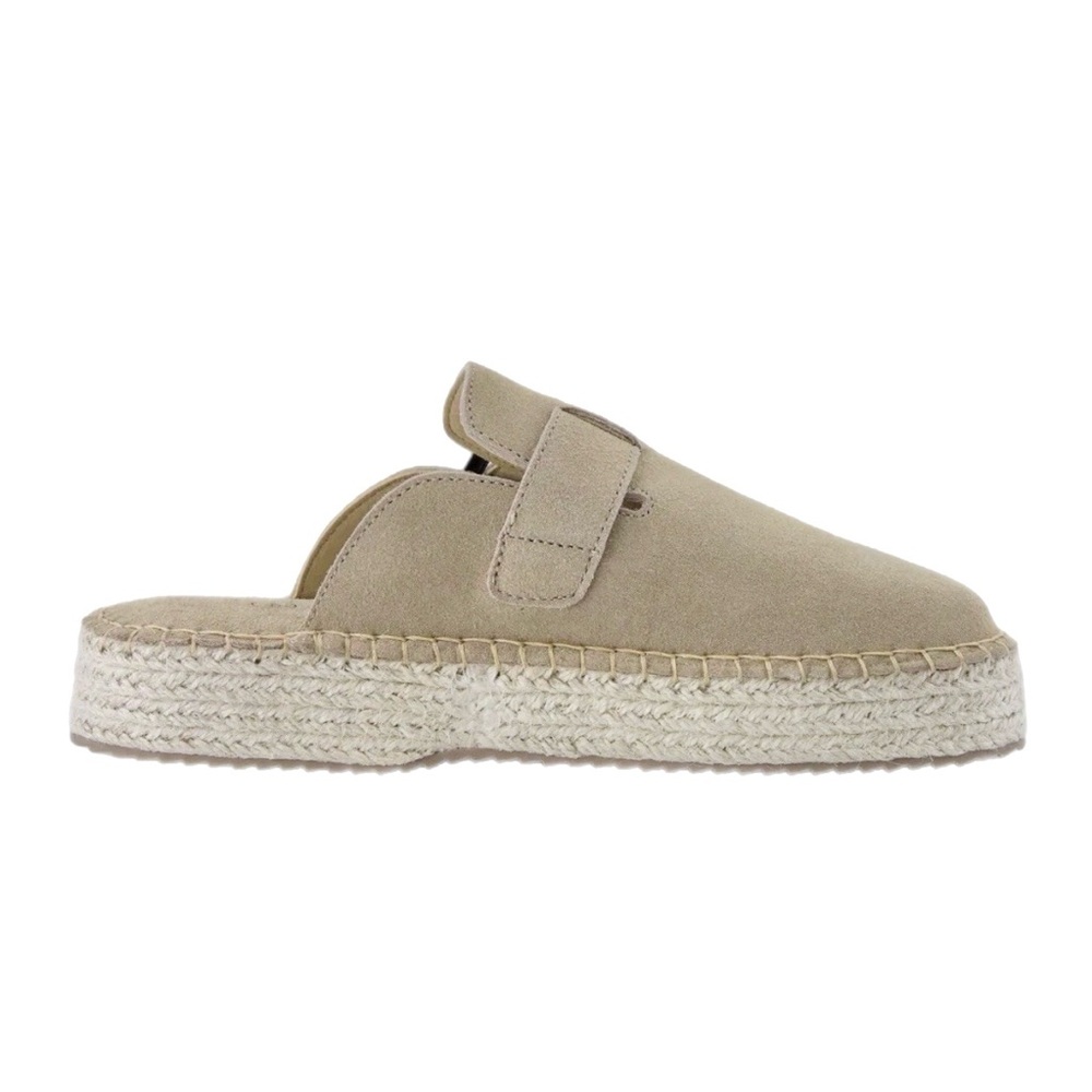 NEW Haute Hippie Aria 100% Suede Buckle Espadrille Tan Slip-On Mule Clogs US 9.5 - Picture 14 of 15